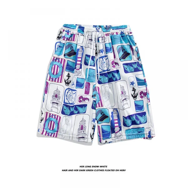 Men's Colorful Print Shorts for Men, Swim Trunks for Hot Summer, Sports, Running, Swimwear with Mesh Lining - DK7003