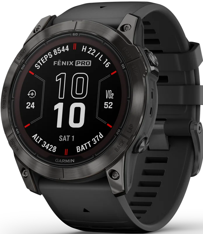 Garmin Fenix 7X Pro Sapphire Solar Carbon Grey DLC Titanium with Black Band