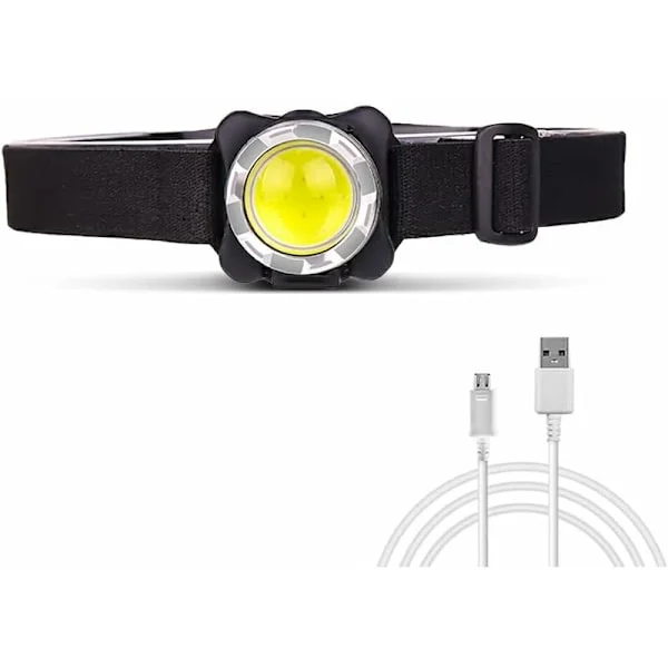 Kraftfull LED-pannlampa, USB-uppladdningsbar pannlampa, COB-pannlampa med inbyggt batteri, Vattentät pannlampa, Belysning, Vit, Röd