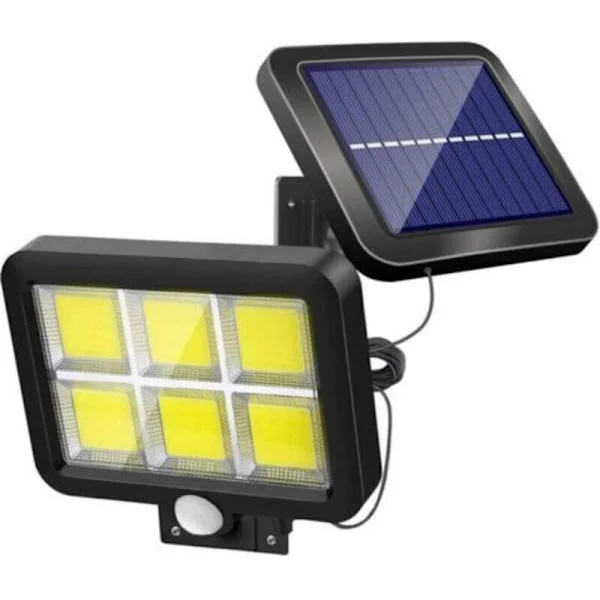 Kraftig utendørs solcellelampe med bevegelsessensor, 120 LED, vanntett hvitt lys, solcellelamper for hage, terrasse, uteplass, dør, parkering, 