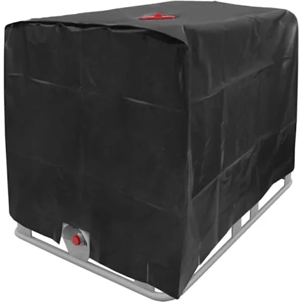 Water Tank Cover, IBC Tank Cover for 1000L Tank, Water Tank Container Protective Cover, Dustproof Anti-UV Anti-Rain, 120x100x116cm (Black)
