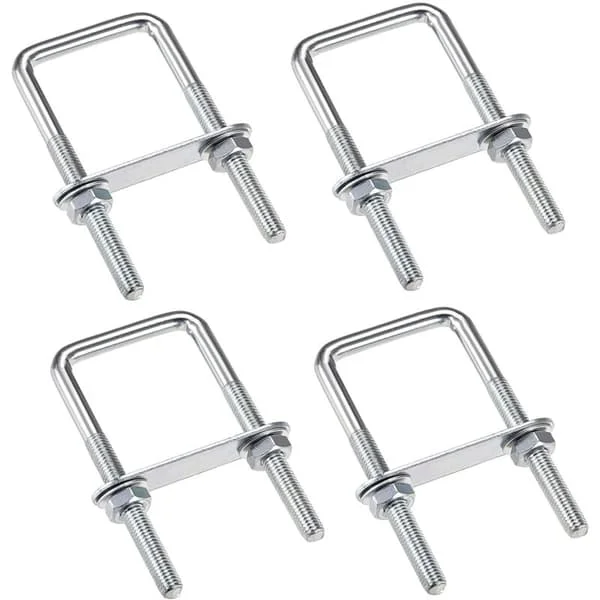 4 stycken U-bultar M6 U-bult 80 x 50 mm, rostfritt stål U-bult med mutterbrickor, klämbultar för fixering av rör, för rördiametrar under 50 mm