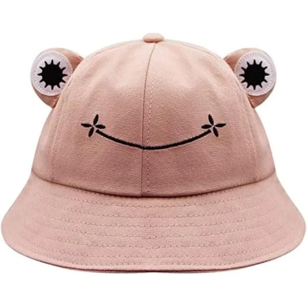 Grod-solhatt, grod-bucket-hatt herr fiskarhatt dam-bucket-hattar för kvinnor herrhattar sommarkeps Rosa L