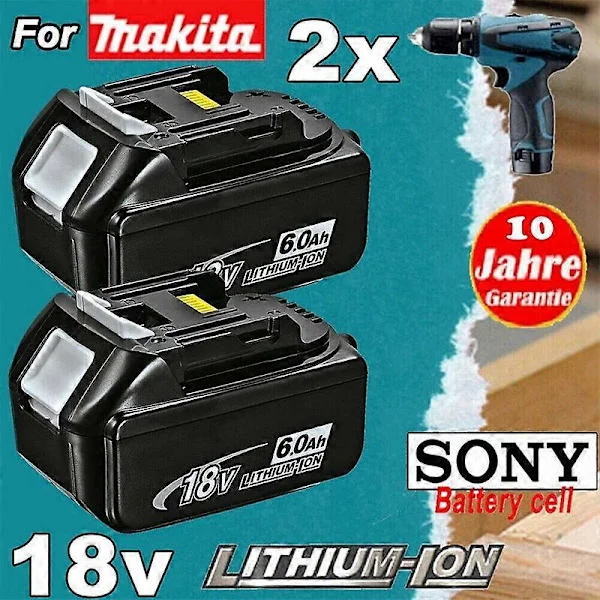 2 stk. Erstatning for Makita Batteri 18v Kompatibelt Med Makita Batteri 18v