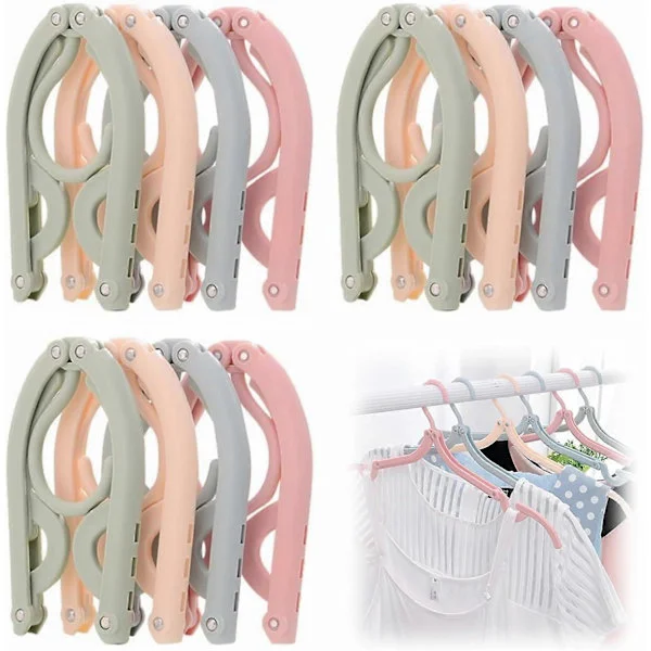 4 Colors Travel Hangers Foldable Portable Clothes Hangers Coat Hangers Home Hotel Camping Vacation Travel Accessories 12-pack