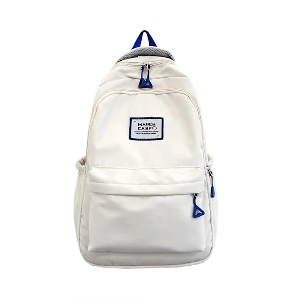 Casual Nylon School Bag for Girls Large Capacity Water Resistant Backpack for Elementary School Bags Travel Backpack White