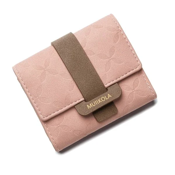 Women's Wallet RFID Blocking Wallet for Women 100% Vegan Leather Small Women's Wallet with 5 Card Slots and 1 ID Window, Pink