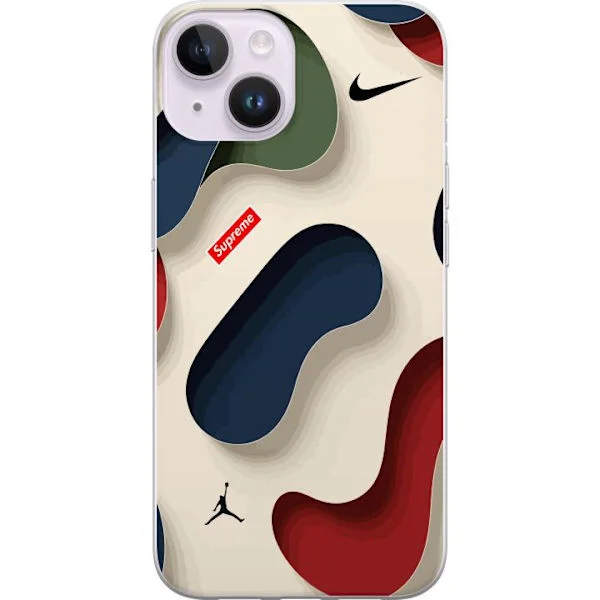 Kompatibelt Mobildeksel til Apple iPhone 15 Abstrakt sportdesign med blå og røde former for en moderne og trendy følelse i mobiltelefonen din
