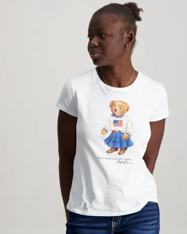 Polo Ralph Lauren Polo Bear Cotton Jersey Tee Hvit T-skjorter Jente - Kids Brand Store