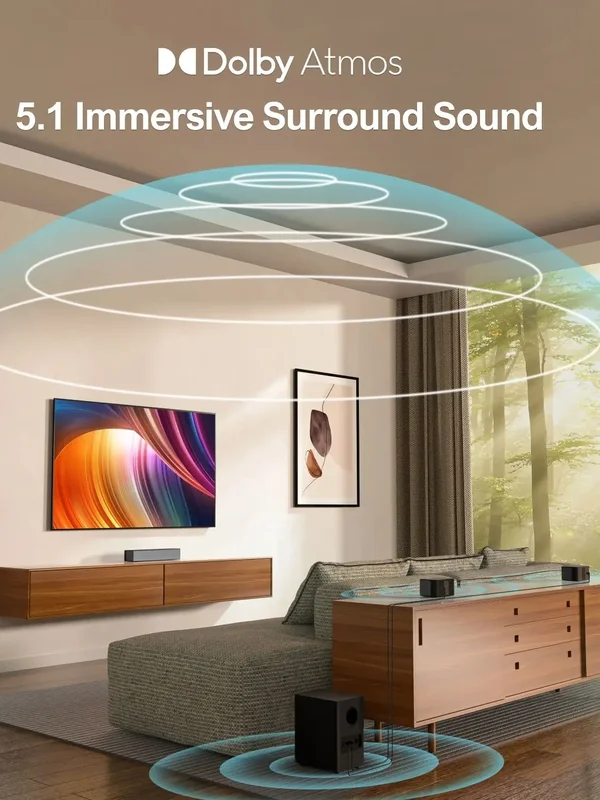 AliExpress - ULTIMEA 5.1 Soundbar met Dolby Atmos, 3D Surround Soundbar voor TV met draadloze subwoofer, APP-bediening, Home Theater TV