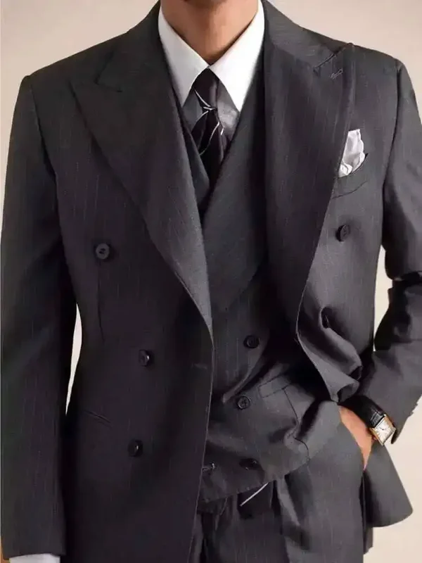 AliExpress - Wolle Italienischer Blazer Anzug für Männer Business Zweireiher Hochzeit Smoking Anzug Smoking Homme Mariage Gestreifter Anzug 3-teiliger