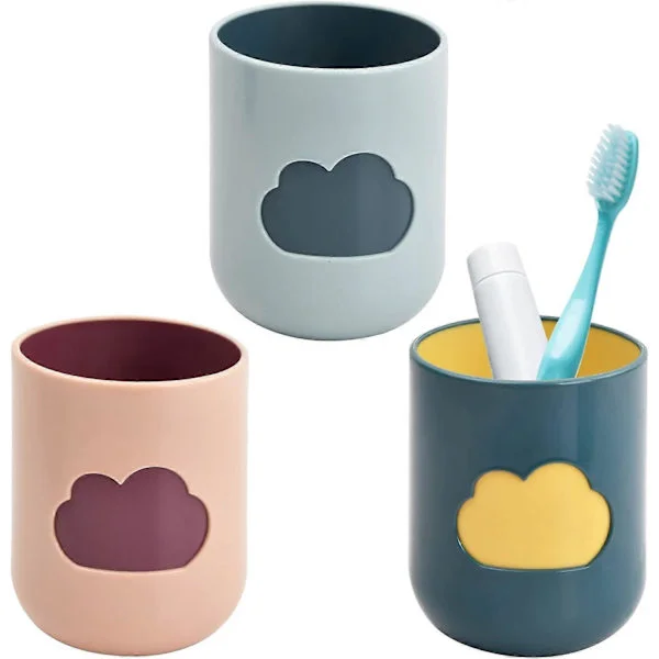 3-pack Tandborstmugg PP-plast Tandborsthållare Återanvändbar Tandborstmugg för Resor Camping Badrum Städad