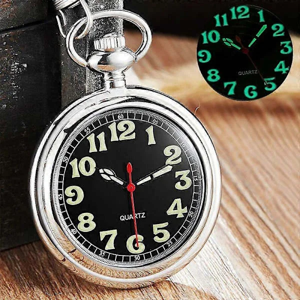 Lysende QUARTZ Lommeur til Mænd Kvinder Sort Sølv Guld Lommekæde Vedhæng Lysende i Mørke Nat Grønt Lys montre de poche FOB WATCH 4