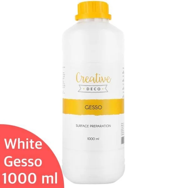 Additiv Gesso Akryl - Creative Deco - 1L - Grundfärg - Icke-gulnande - Perfekt Täckning