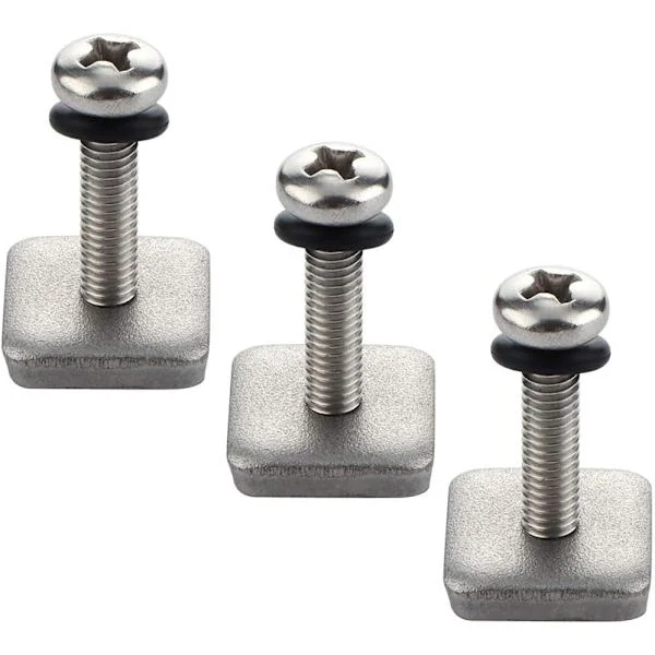316 rostfritt stål fen skruv och platta för surf longboard och SUP, 3-pack, M4 skruv