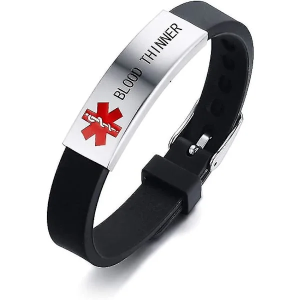 Medicinskt ID-armband Lasergraverat Blodförtunnande Justerbart Armband För Kvinnor Akut Första Hjälpen - JXLGV
