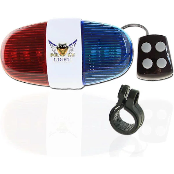 Cykelklocka 6 Cykel Polis LED-Lampa, 4 Högljudda Siren Ljud Trumpet Cykelhorn Klocka, Cykelklocka Barn Vuxen