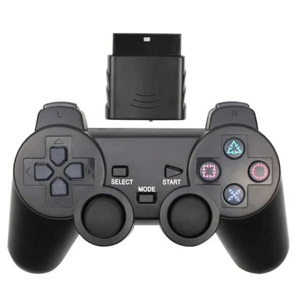 Trådlös spelkontroll Dubbel Vibration 2.4GHz Låg Latens Fjärrkontroll Spelkontroll Kompatibel med PS2 Svart