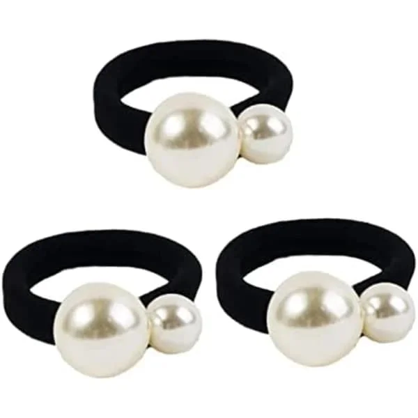 /EA/3 st flickor pärl scrunchies, hårringar, pannband, hårsnoddar, elastiska hårsnoddar och hästsvanshållare med elasticitet B