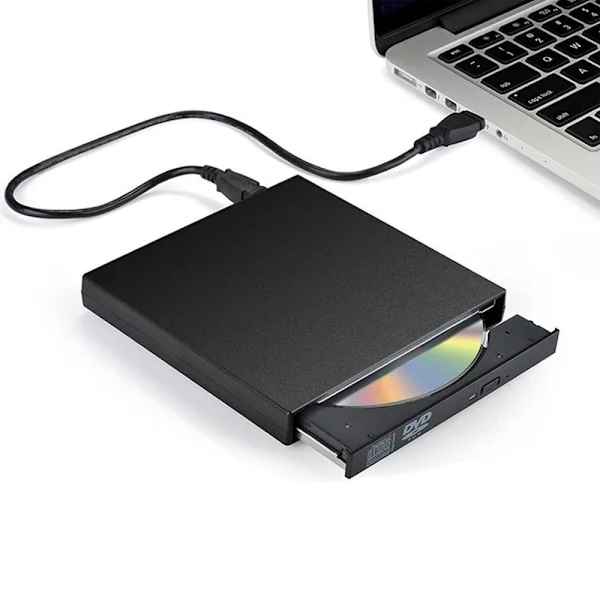 Extern CD/DVD-läsare för Laptop, USB 3.0 CD ROM-läsare med bred kompatibilitet för Windows, Apple Mac Pro, MacBook, Linux (Ultratunn, Borstad)