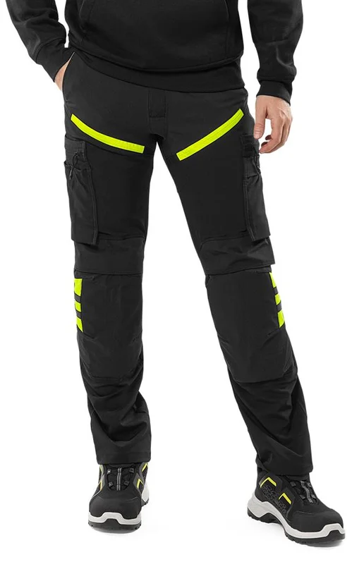 Arbetsbyxor Fristads Herr Servicebyxa stretch 2653 LWS, Svart/Neongul Arbetskläder