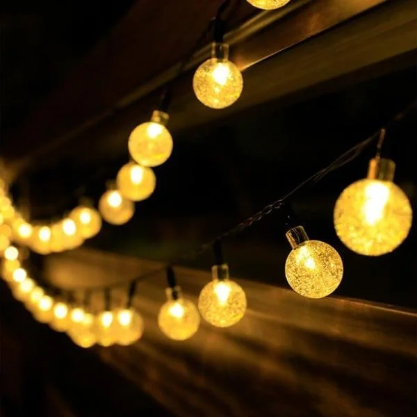 50 LED Solcellelamper Udendørs 7m Varm Hvid Lys Solcellelampe med Vandtæt Lyssensor Krystalkugle Varm Hvid Sollys Dekoration Varm Hvid