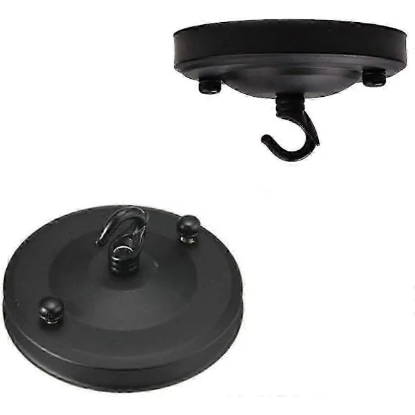 2 kattokoukkua riippuvalaisimelle, vintage-kattokruunu 110 mm kattokoukulla, monitoimiset ripustustarvikkeet (musta)