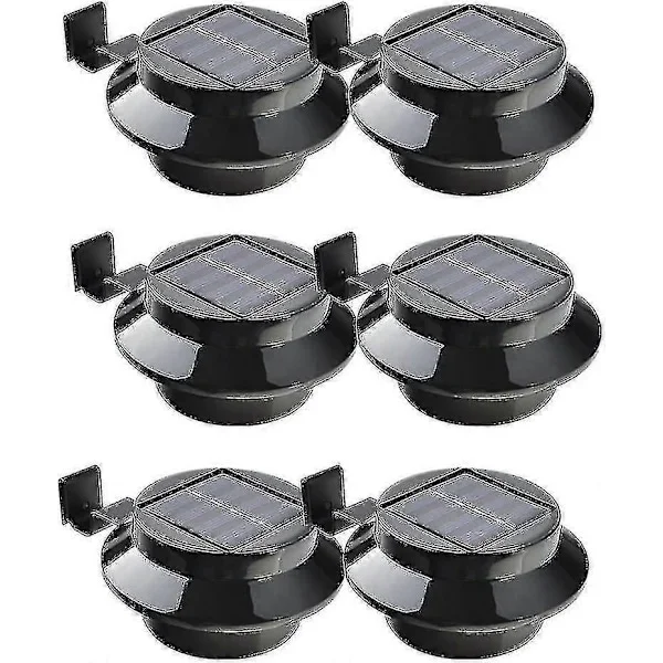 Paket med 6 Solcellsdrivna LED-lampor för Takränna, Staket, Tak, Takränna, Trädgård, Gräsmatta, Vägg, Svart