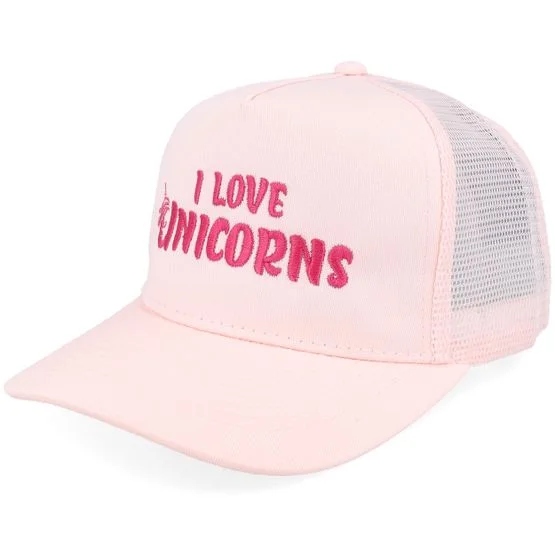 Unicorns - Rosa trucker Caps - Kids I Love Unicorns Pastel Pink/Pastel Pink A-frame Trucker @ Hatstore