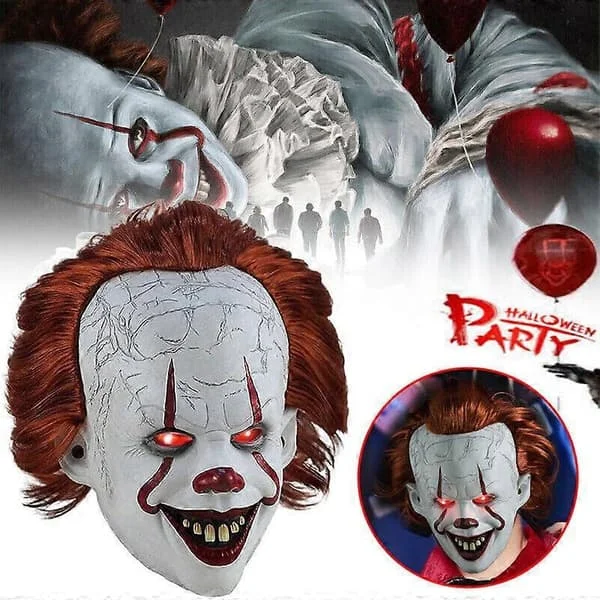 Stephen Kings Det Mask Pennywise Clown Mask Halloween Cosplay Läskig Joker Mask (FMY) vit