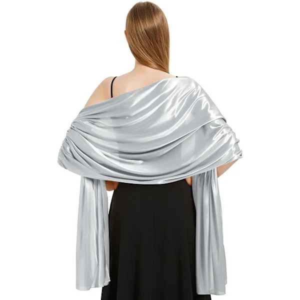 Silky Satin Scarf Wraps for Women Ladies Scarves Brides Bridesmaids Stole Shawl for Wedding Evening Party Girls Gifts Ivory Metallic