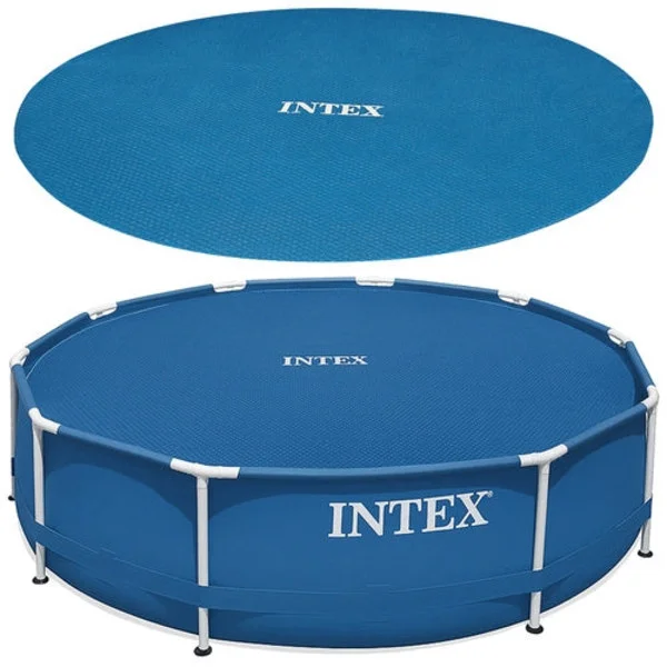 Solskydd pooltäcke bubbelplast Ø348 cm för pool 366 cm blå 120 μm