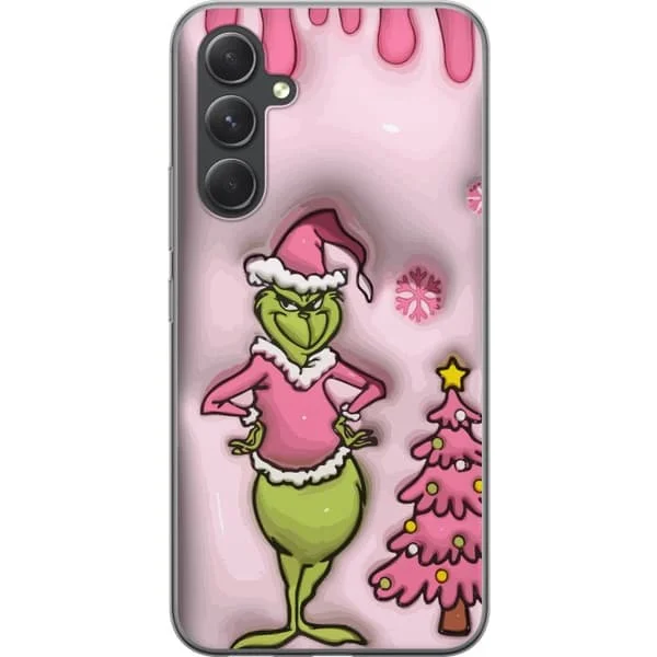 Kompatibelt mobildeksel til Samsung Galaxy S24 Pink Grinch Jul med klassisk figur i rosa julenissedrakt, en morsom vri på den elskede juletradisjonen