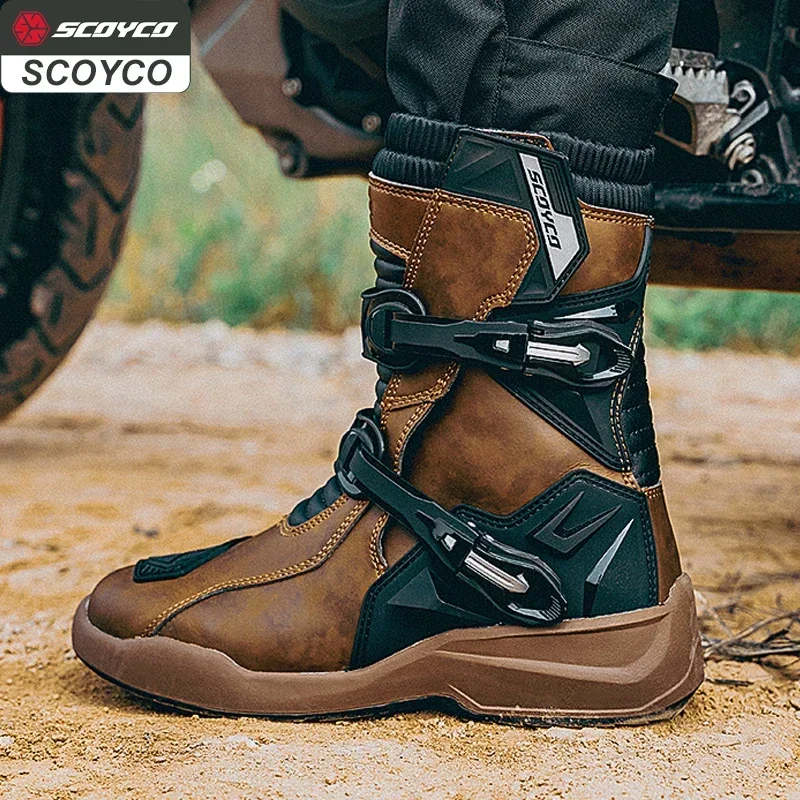 AliExpress - SCOYCO Moto bottes de protection imperméable Enduro chaussures d'équitation en cuir TPU anti-dérapant Motocross rallye haut botte botas 