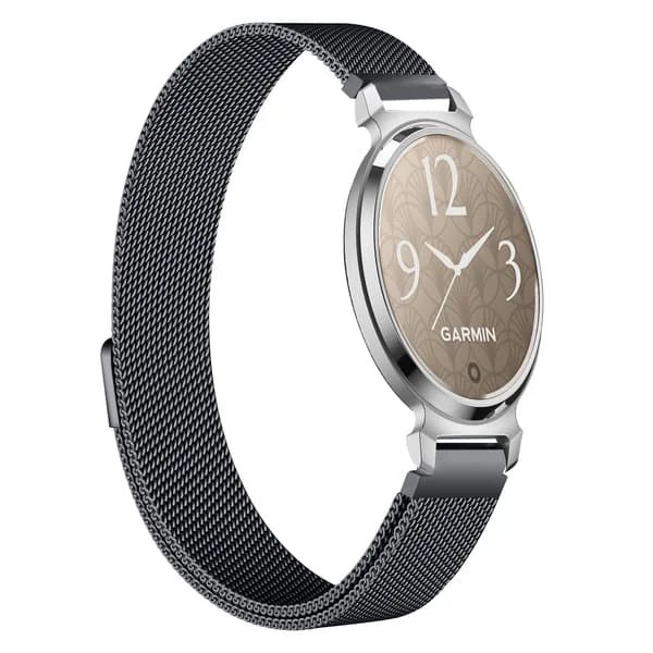 【NX】Milanesisk rem i rostfritt stål kompatibel med Garmin Lily 2 - Flera färger Svart