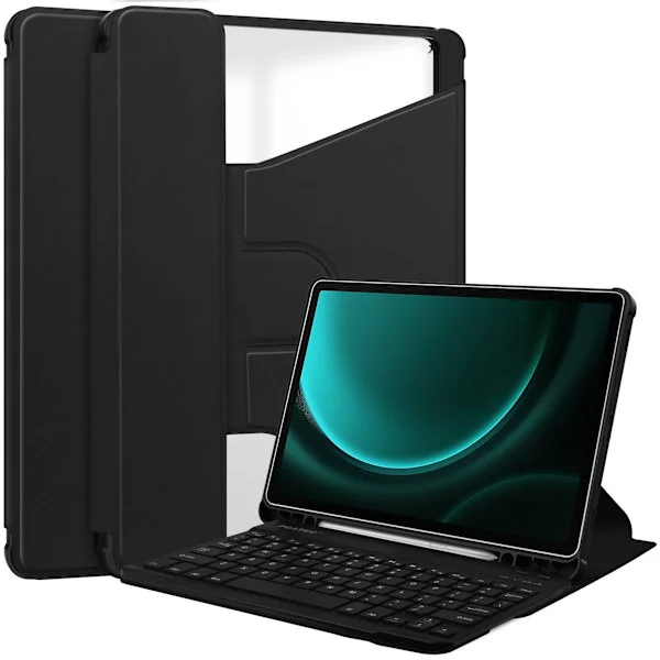 360° Roterande Ställ Bluetooth Tangentbord + Fodral för Lenovo Tab M11 / Xiaoxin Pad 2024 (Med Pennhållare) - Svart