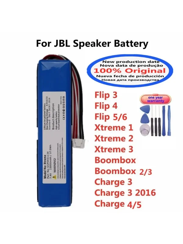 AliExpress - Nouvelle batterie pour enceintes JBL Flip 3 4 5 6 1 2 Boombox Xtreme 2 3 Charge 5 4 3 2016 Bluetooth Audior + Outils Gratuits