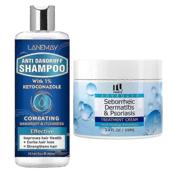 Anti-skælshampoo + creme mod seboroisk dermatitis sæt, hovedbundsbehandling mod psoriasis, folliculitis og kløe