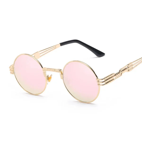 Steampunk Solbriller Dame Runde Briller Mann Linse Unisex Vintage Retro Stil Punk Solbriller Kvinner Oculos De Sol