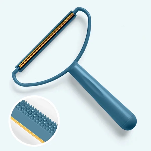 Manual Lint Remover Double Sided Fabric Friendly Scraper Fabric Fuzz Hair Removal Device for Carpet Wool Coat Blue
