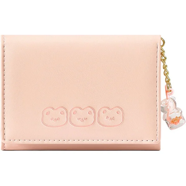 Women's Wallets PU Leather Wallet Cute Small Wallet with Bear Pendant Multifunctional Ladies Wallets with Credit Card Holder Organizer