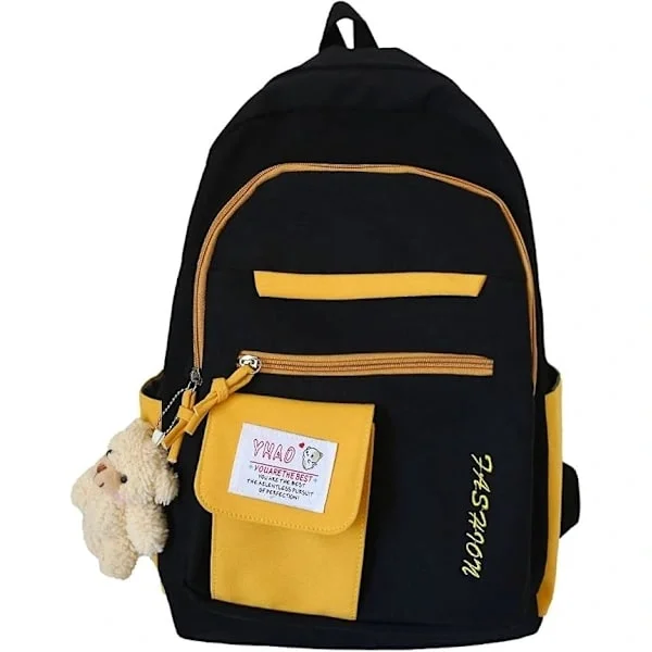 Women's Fashion Backpack Waterproof Nylon Backpack - Black