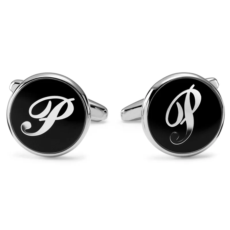 Gemelos con iniciales redondos. Letra P for Men