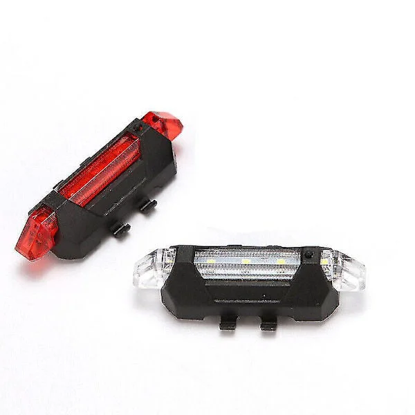 Laddningsbar USB LED-cykelbaklampa Röd Ljus Cykling LED Bak Multi Färg. (röd+vit) (2st
