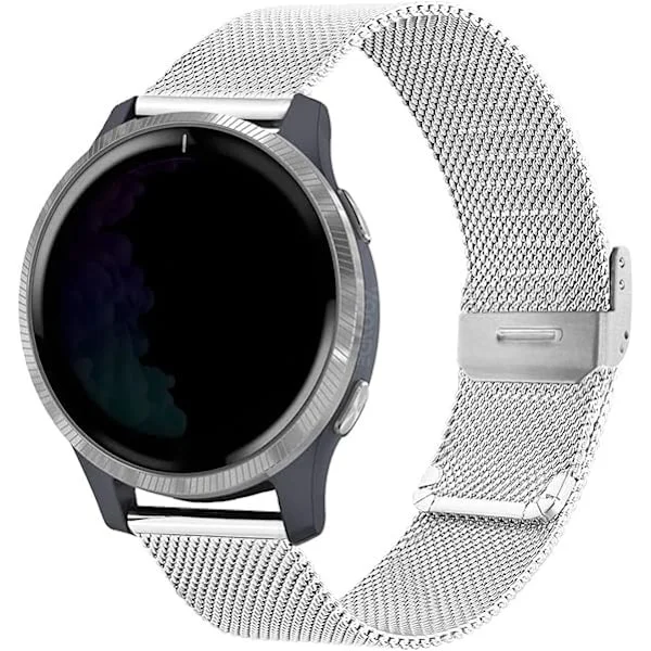 Kellon ranneke Garmin Venu 2 Plus/Venu Sq/Vivoactive 5 / Vivomove 3:lle, ruostumattomasta teräksestä valmistettu metalliverkko 20 mm:n 
