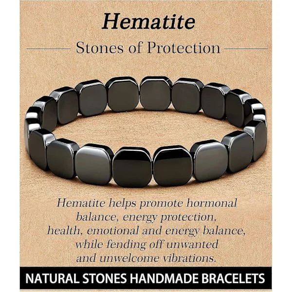 Hematittarmbånd Menn Natursteiner Håndlagde Armbånd Gjenoppliver Maskulin Energi Mannlige Helbredende Armbånd for Menn Inspirerende Smykkegaver