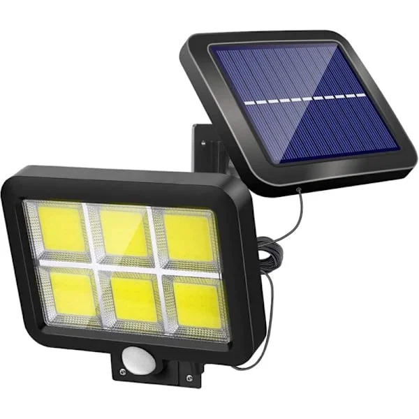 Kraftig utendørs solcellelampe med bevegelsessensor, 120 LED, vanntett hvitt lys, solcellelamper for hage, terrasse, uteplass, dør, parkering[HK]