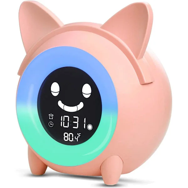 Barn Väckarklocka, Barn Sömn Träning Väckarklocka, Väckarklocka med Ljus Digital Klocka Sömn Träning Nattlampa Maskin Tuurlur Timer