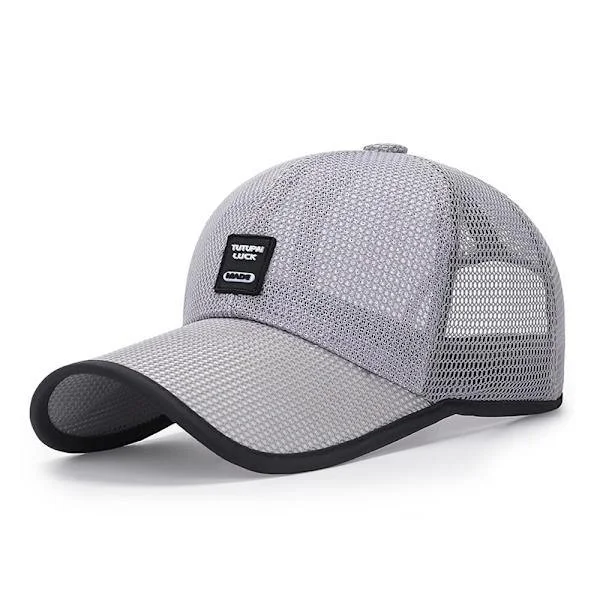 Sommer Mesh Baseballcaps for Menn Kvinner Trucker Caps Mesh Lue Baseball Caps Utendørs Sport Løpecaps Grå