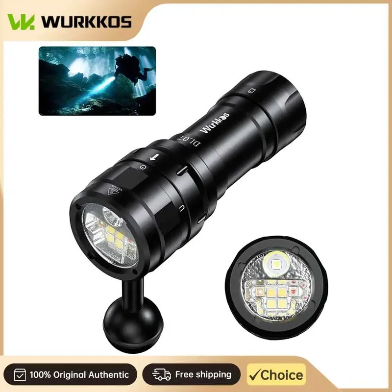 AliExpress - Wurkkos DL07 Tauchlampe: Mehrfarbige LED, Drehverschluss, wasserdicht, 26650 Akku + Einzelsteckplatten-Ladegerät, 5000K